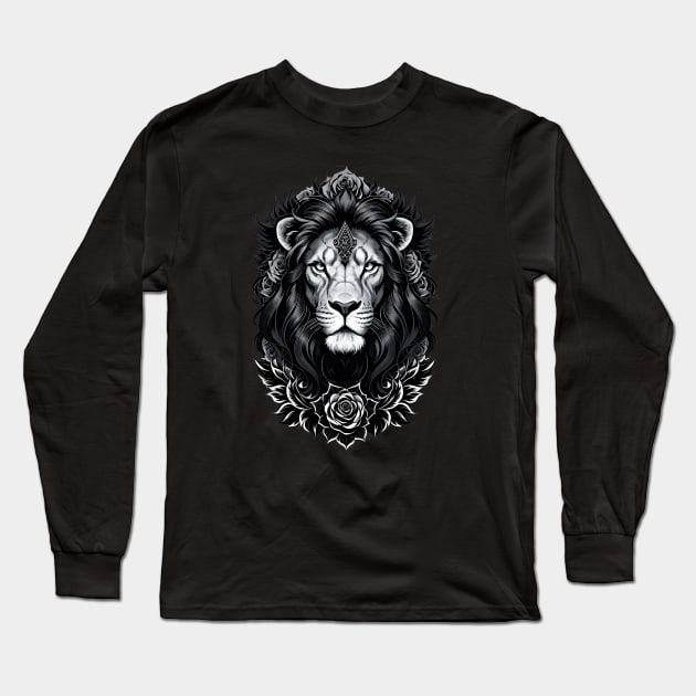 Lion and roses Long Sleeve T-Shirt by Wiboonsak